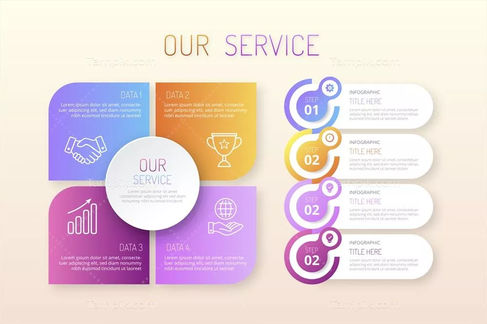 طراحی اینفوگرافیک خدمات با استفاده از وکتور برای ارتباط بهتر و موثرتر