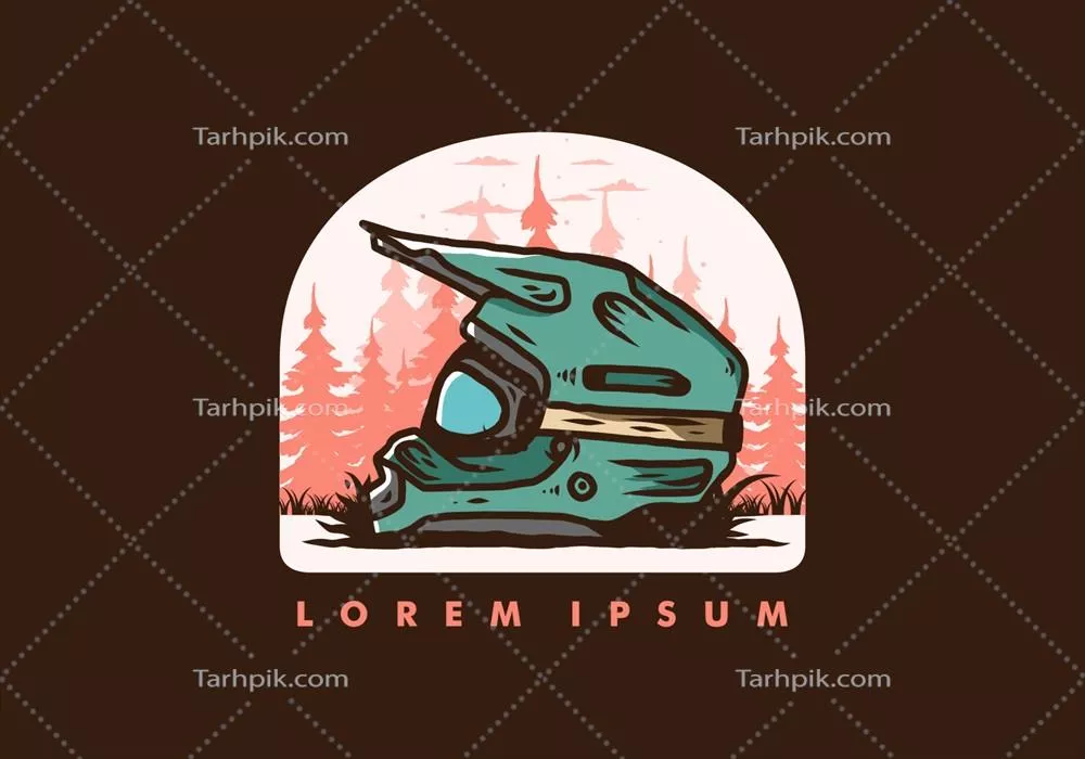 وکتور تصویر کلاه ایمنی موتوکراس در فضای باز با جزئیات و تأکید بر ایمنی