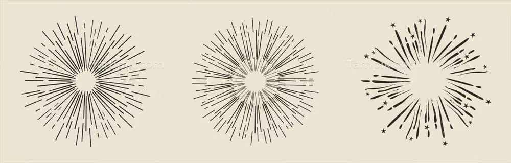 وکتور شکلهای انفجار آتشبازی: ستارهپراکنده و خورشیدپراکنده