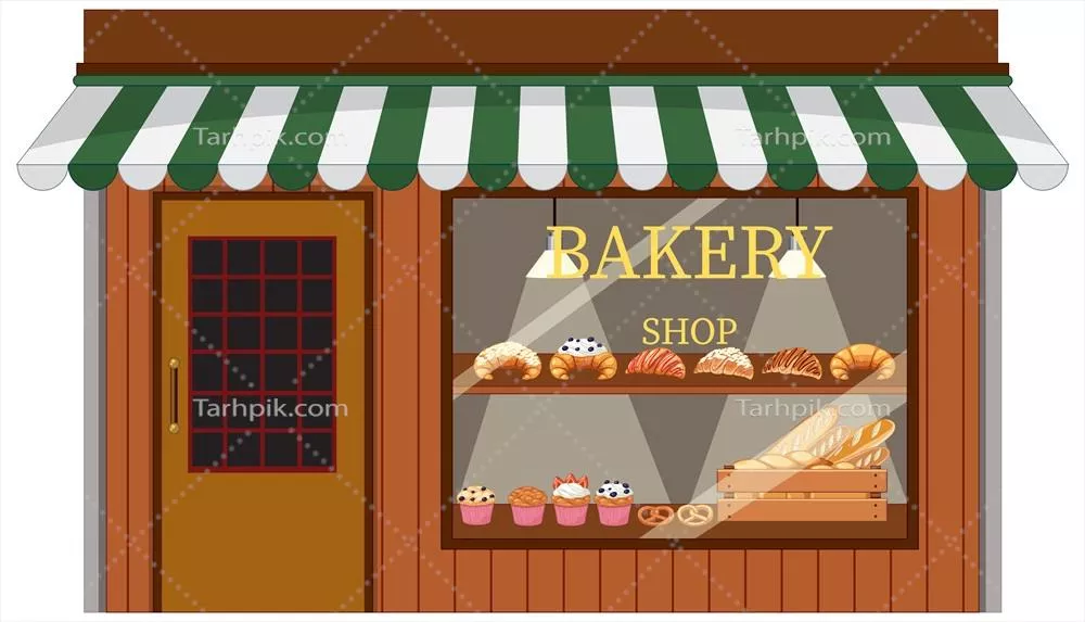 طرح وکتور پسزمینه نانوایی خارجی با طراحی منحصر به فرد