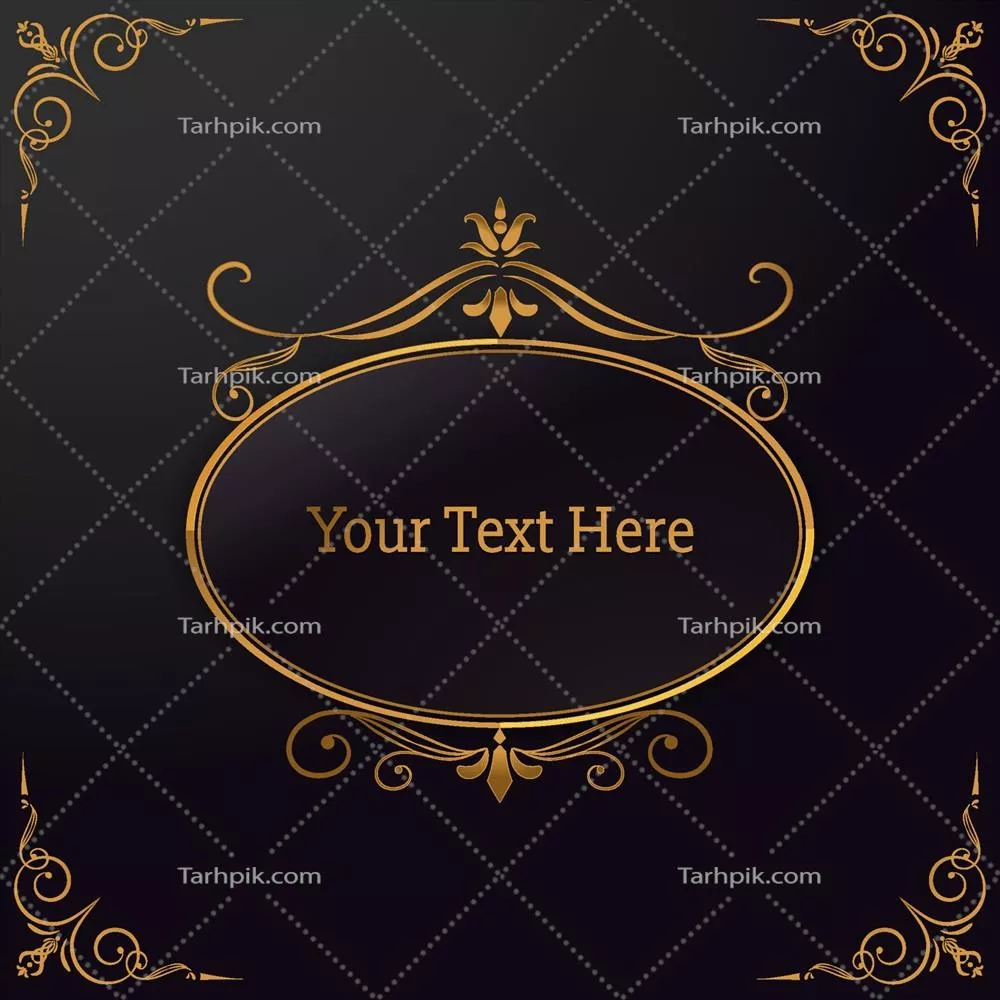 وکتور قاب بیضی در رنگ طلایی و مشکی با طراحی زیبا و شیک
