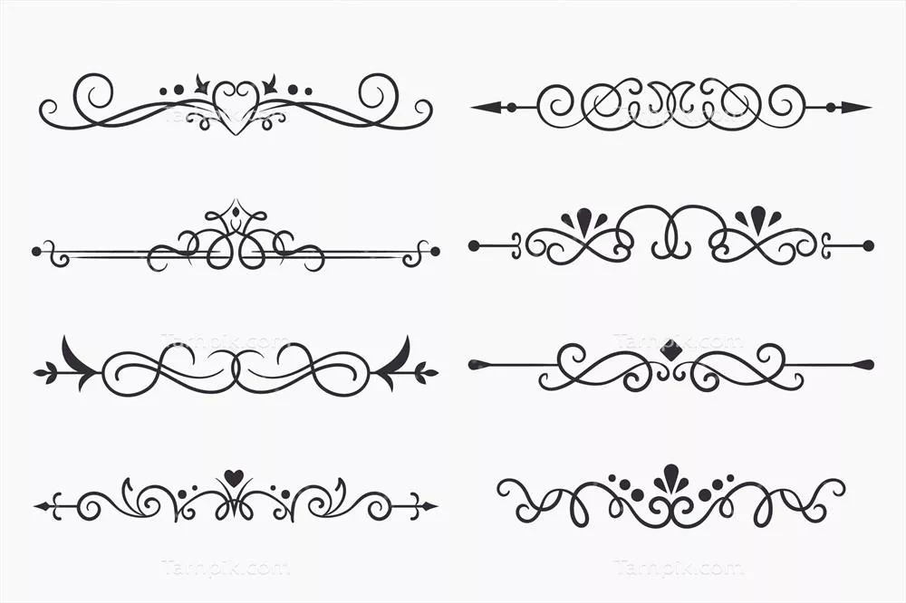 وکتور قلمزنی و عناصر تزیینی با طراحیهای زیبا برای تقسیمبندی متن