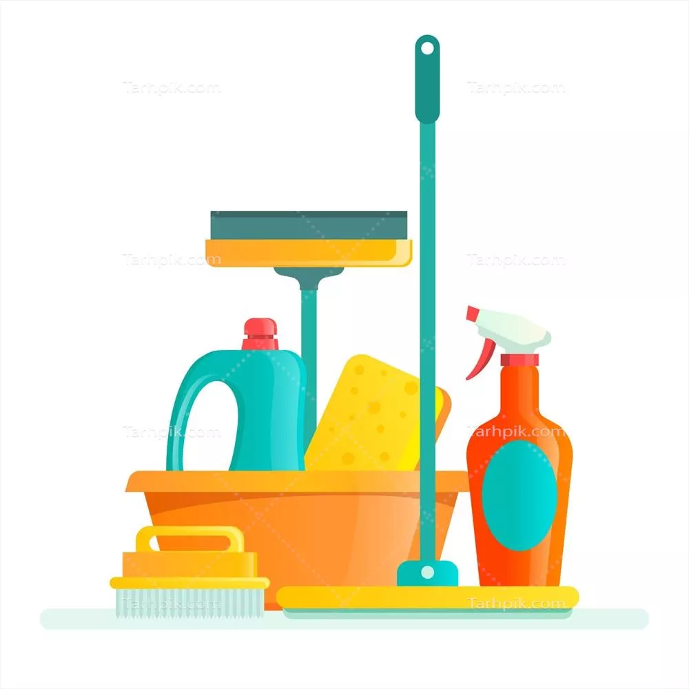 وکتور بسته نقشه تجهیزات نظافت: ابزار و وسایل پاکسازی برای استفاده بهینه