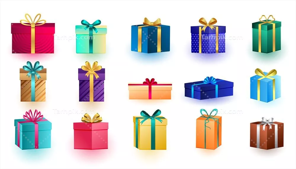 جعبههای هدیه تزئینی کریسمس با کاغذ رنگی و طراحی وکتوری