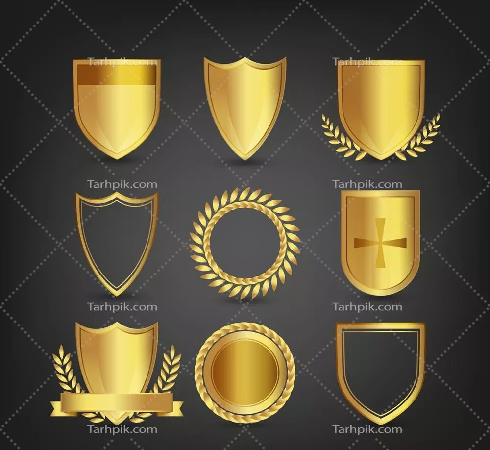 بسته سپرهای طلایی با دکوری جذاب و طراحی وکتور بینظیر