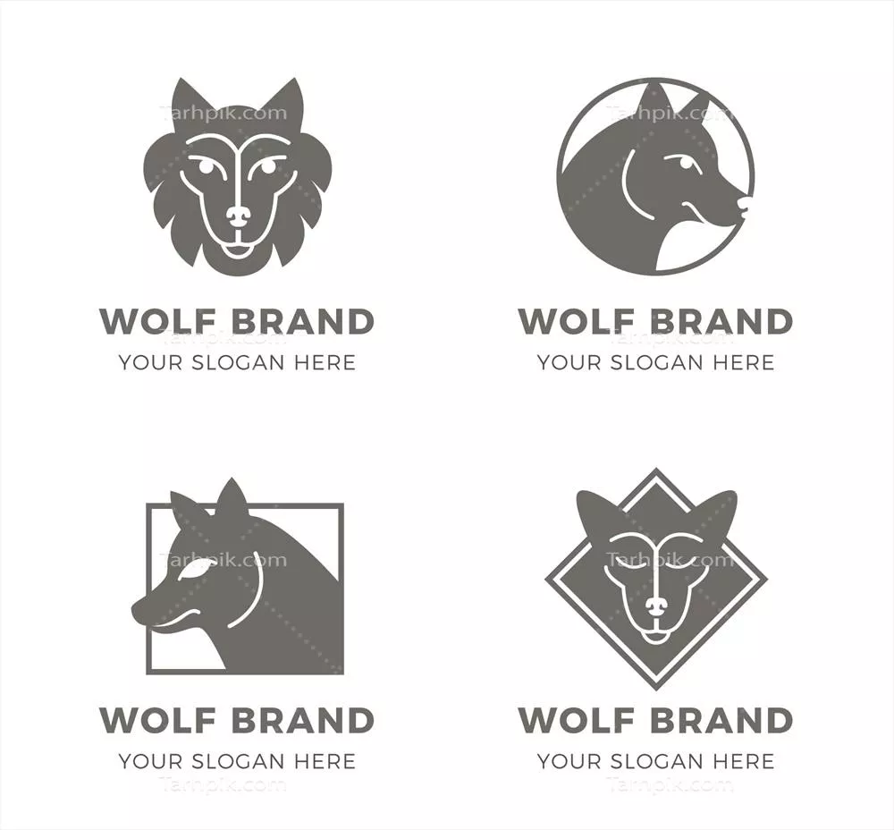 پکیج قالب های وکتور لوگوی گرگ - طراحی خلاقانه و حرفه ای