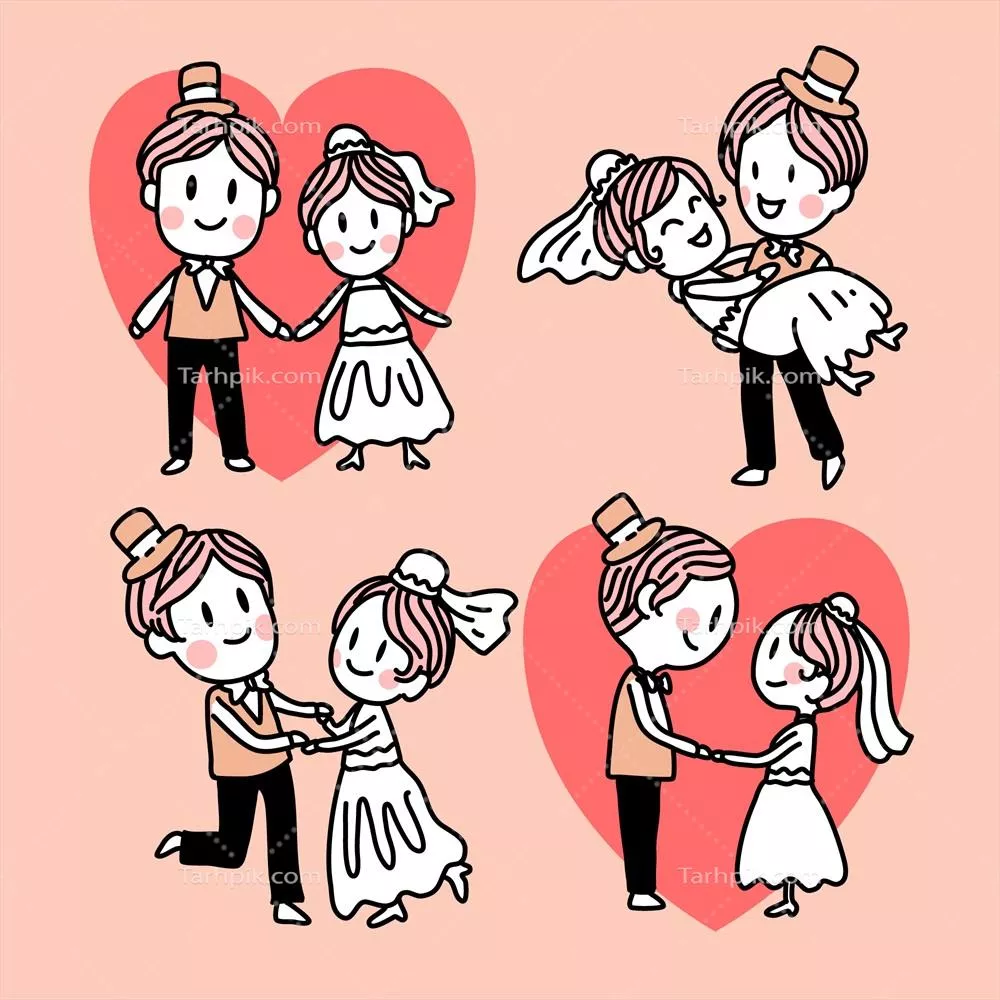 بسته وکتور عروسی برای زوج های جوان - طراحی های رمانتیک و زیبا