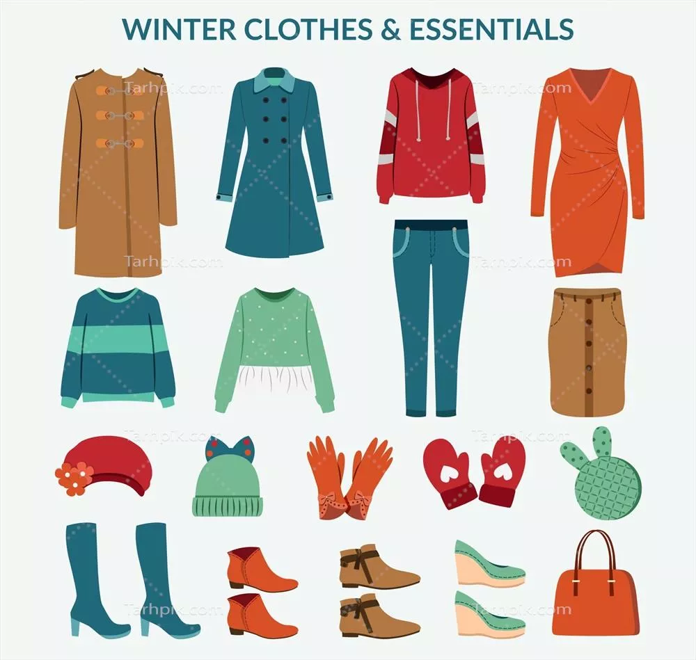 وکتور راهنمایی کامل برای بسته بندی لباس‌های زمستانی و لوازم ضروری آن‌ها