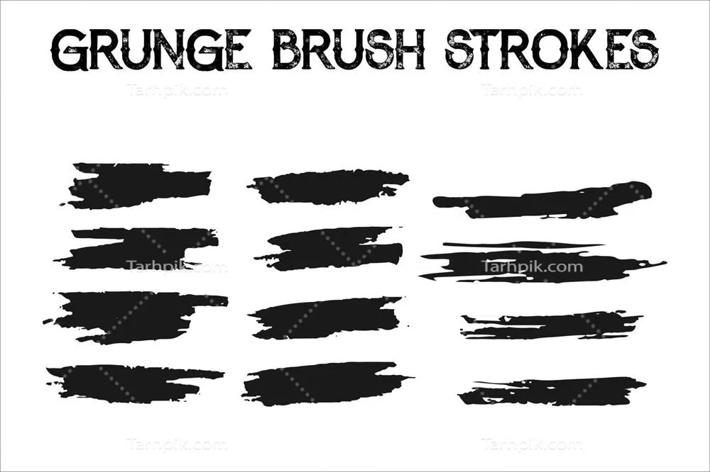 مجموعه وکتور لکه های جوهر و قلمو با خط های رنگی و سبک گرانج