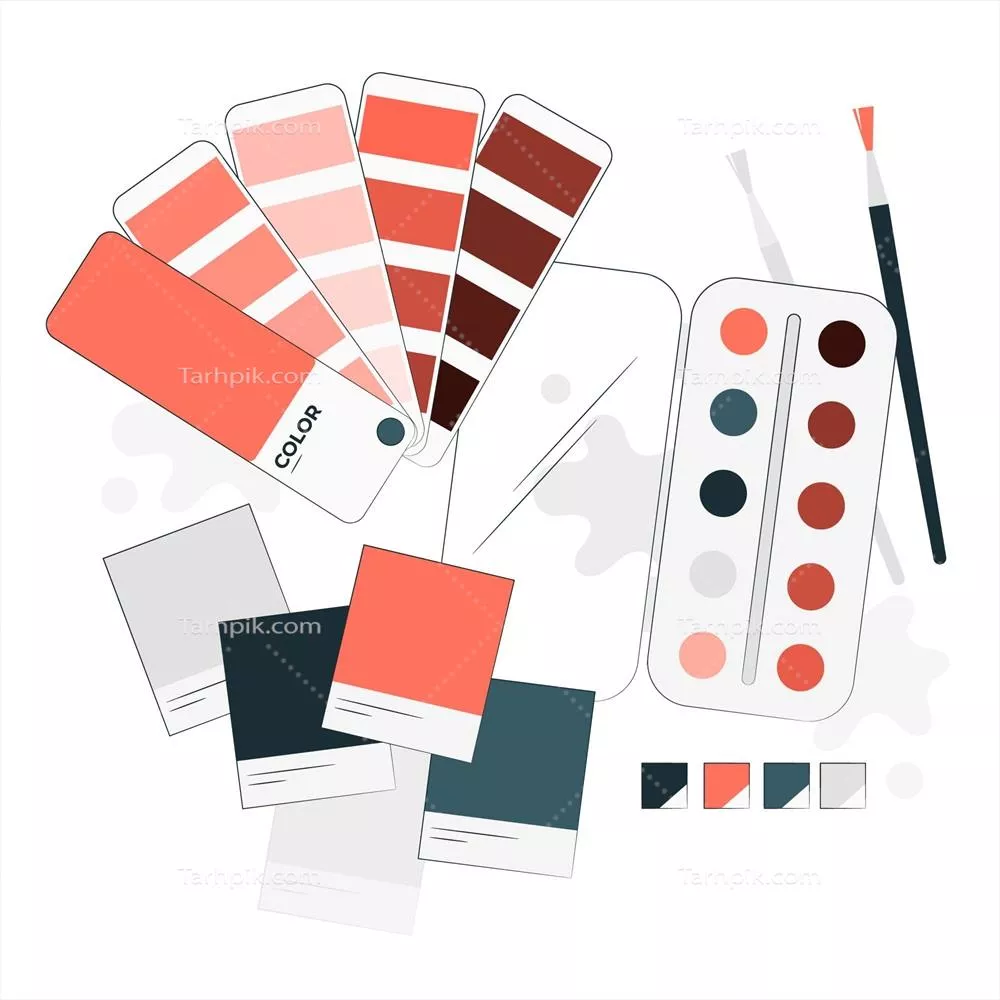 نقاشی مفهومی تک رنگ و تطبیقی با استفاده از پالت رنگی و وکتور