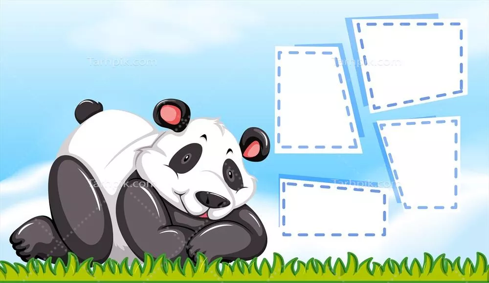 شخصیت پاندای کارتونی با قاب های خالی و طراحی وکتور زیبا