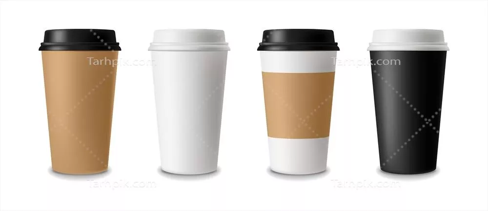 وکتور نقاشی های باکیفیت فنجان کاغذی: مجموعه واقع‌گرایانه و جداشده از هم