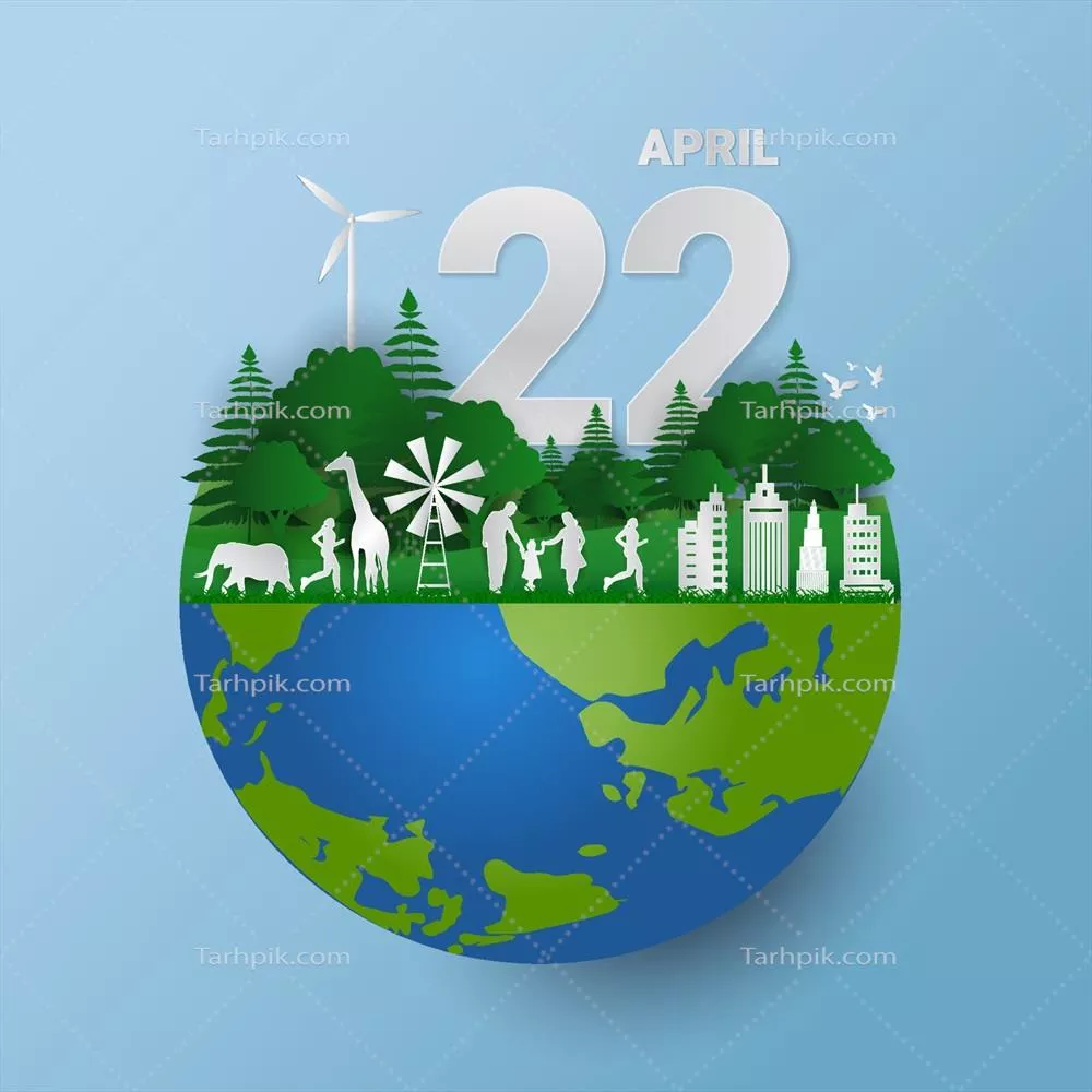 وکتور هنر کتیبه‌سازی با کاغذ به مناسبت روز زمین و طبیعت در 22 آوریل