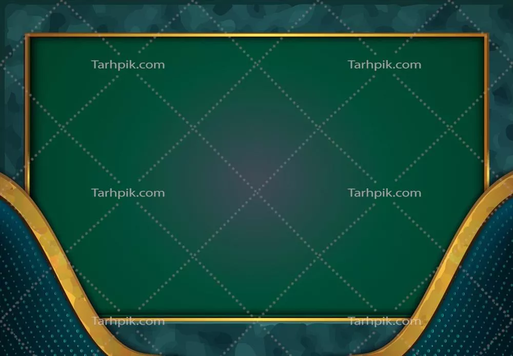 وکتور زمینه لوکس طلایی با برش کاغذی و بافت فلزی آبی و سبز به سبک سه بعدی