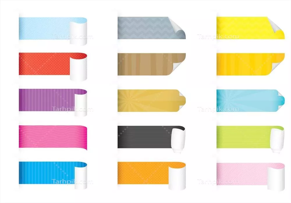 وکتور دانلود مجموعه عناصر کاغذی اسکرول شده برای طراحی های منحصر به فرد