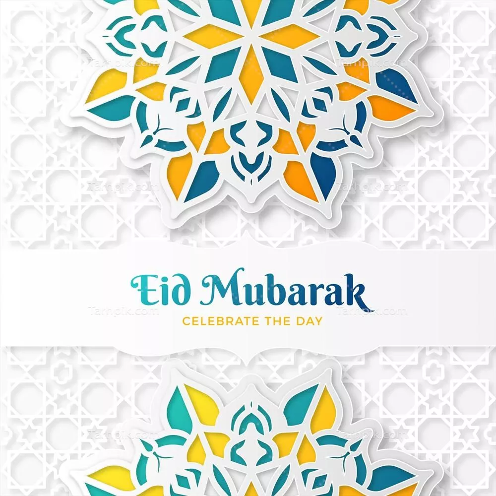 وکتور طرح کاغذی عید مبارک با طراحی ماندالا - گرافیک زیبای اسلامی