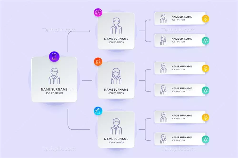 نقشه سازمانی اینفوگرافیک به شیوه کاغذی - وکتور (نسخه سوم)