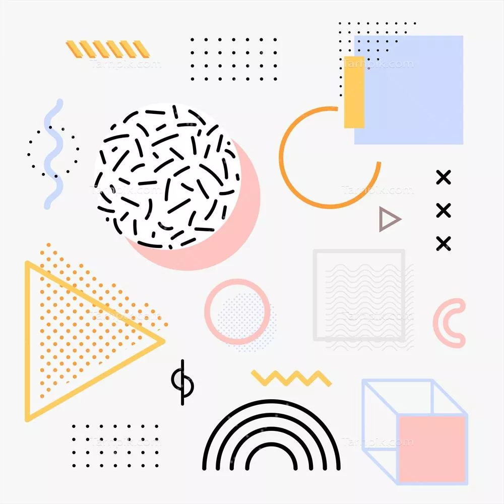 بسته وکتوری ترکیب پسزمینه پاستلی به سبک ممفیس با طراحیهای منحصر به فرد