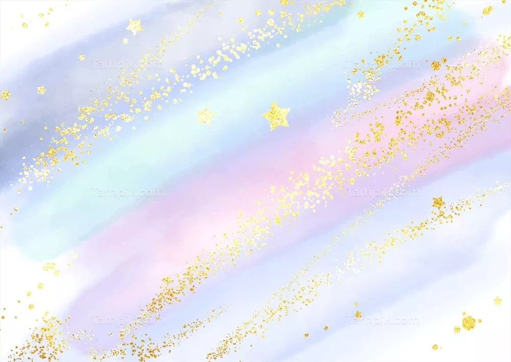 وکتور پسزمینه آبرنگ پاستلی با ستارههای طلایی درخشان و کنفیتی با کیفیت بالا