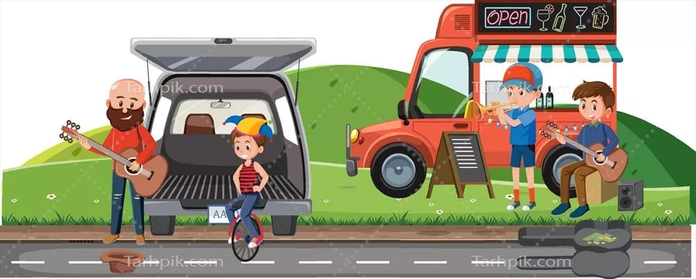 وکتور اجرای خیابانی هنرمندان در پارک: تماشا و لذت از هنر در فضای باز