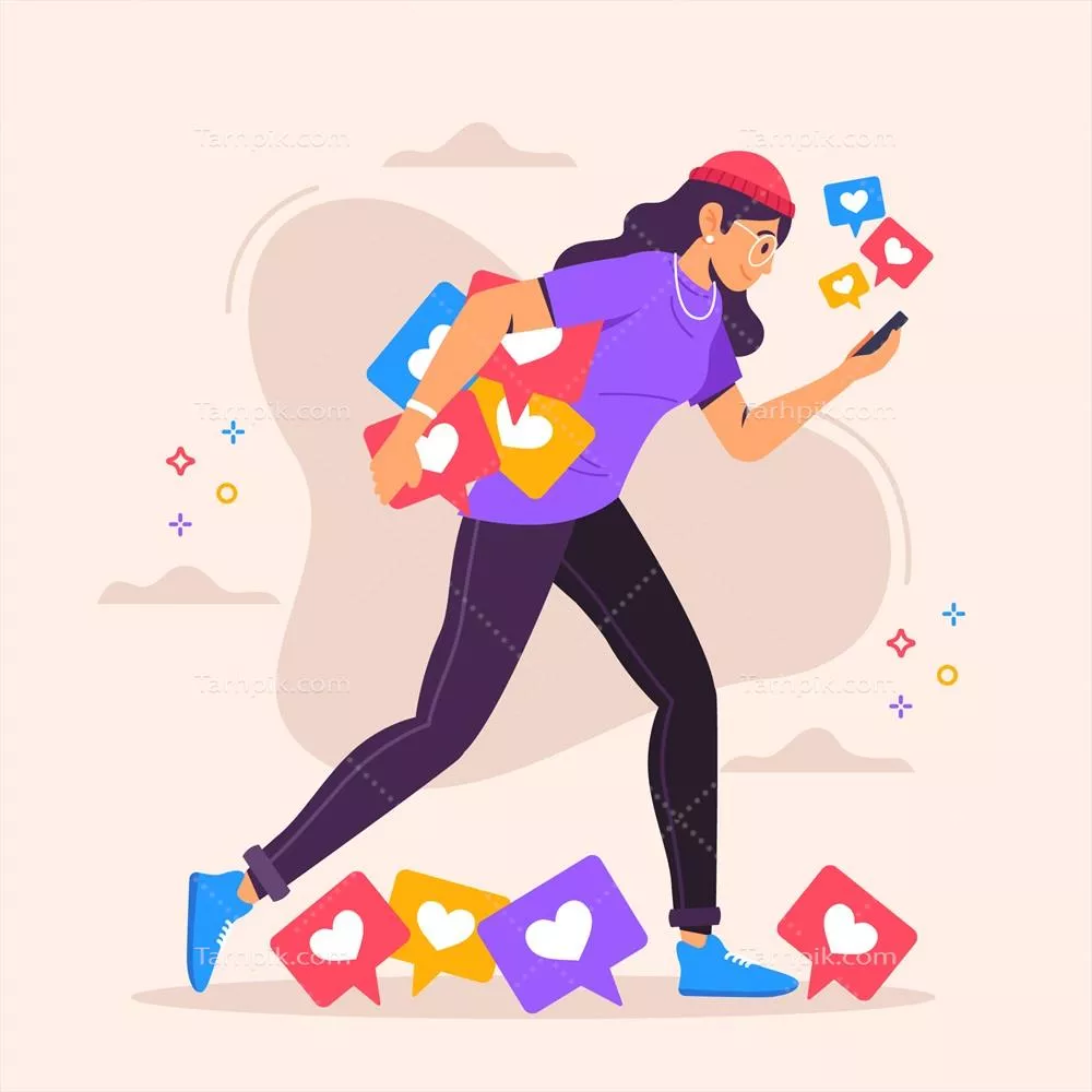 شخصی وابسته به رسانههای اجتماعی - وکتور بصری جذاب