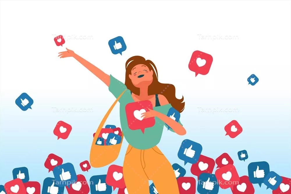 تصویری وکتوری از فردی معتاد به شبکه های اجتماعی و تأثیرات آن