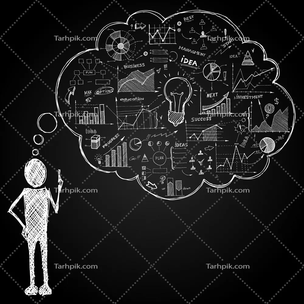 طرح وکتور یک شخص با حباب گفت و گو و دستخط خلاقانه