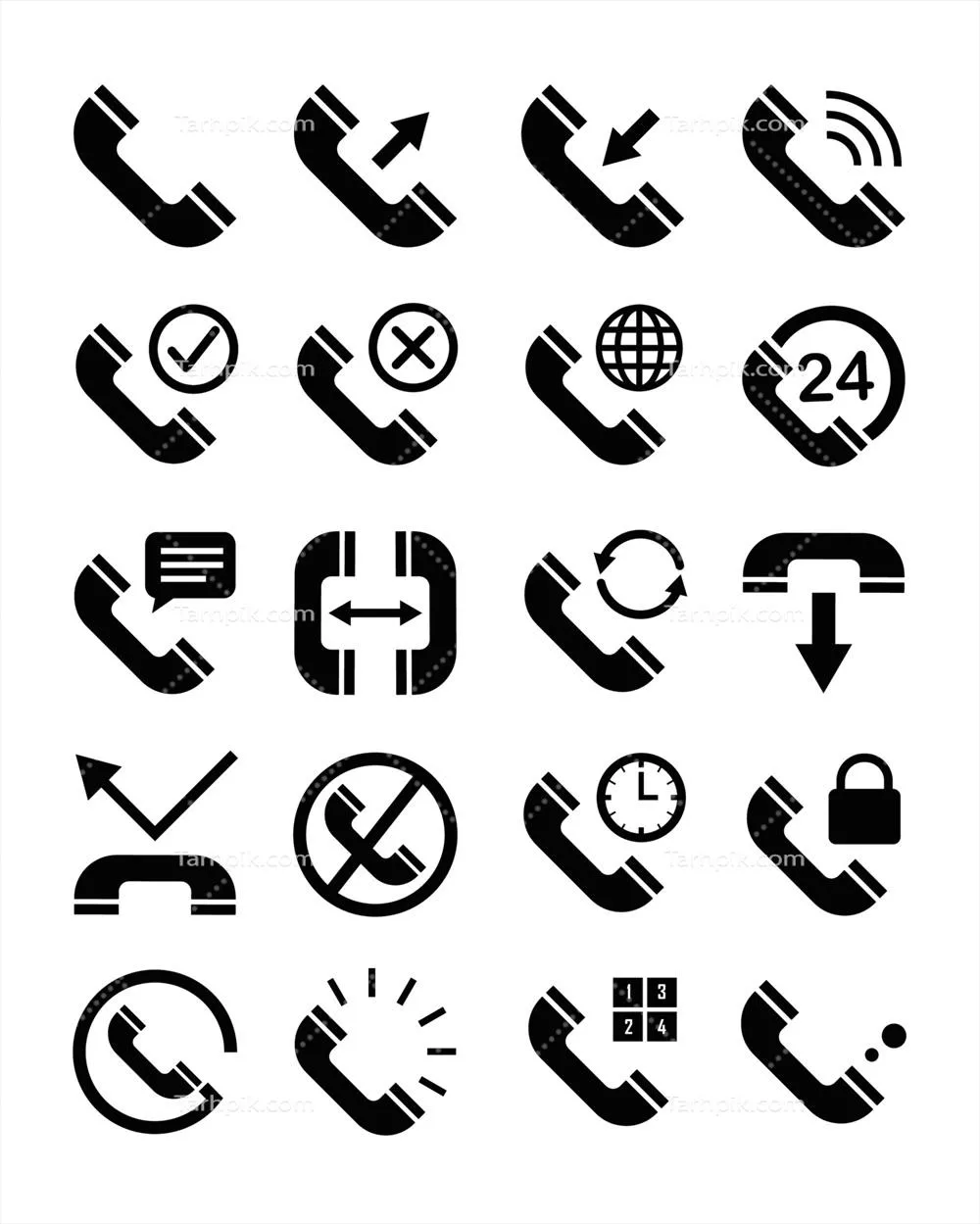 وکتور مجموعه آیکون های رابط کاربری گوشی: 50 نماد متنوع و زیبا