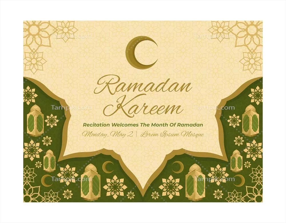 طرح وکتور جشن رمضان با تم اسلامی برای فراخوانی و تبریکات