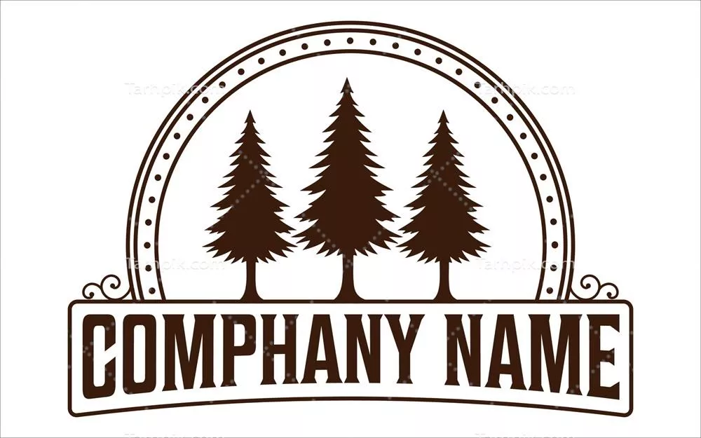 وکتور لوگوی وینتج درخت کاج با طراحی زیبا و خاص