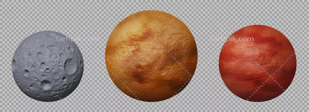 وکتور سیارات منظومه شمسی: مریخ، تیر و ماه