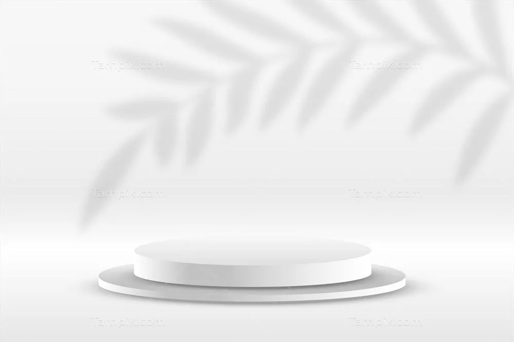 ماکت نمایش جایزه با پس‌زمینه سفید و سایه برگ‌ها - طراحی وکتور