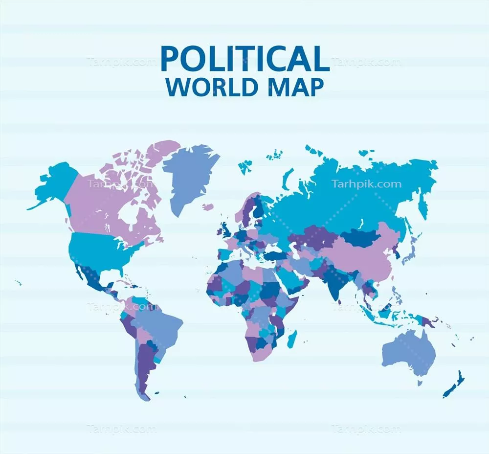 نقشه سیاسی جهان به صورت وکتور با جزئیات دقیق و مفهومی