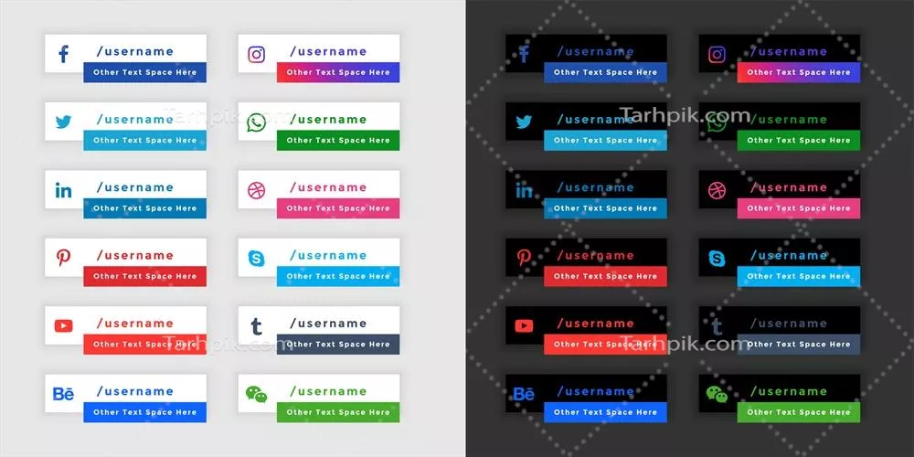 بanners اجتماعی محبوب با تم روشن و تاریک - طراحی و وکتور