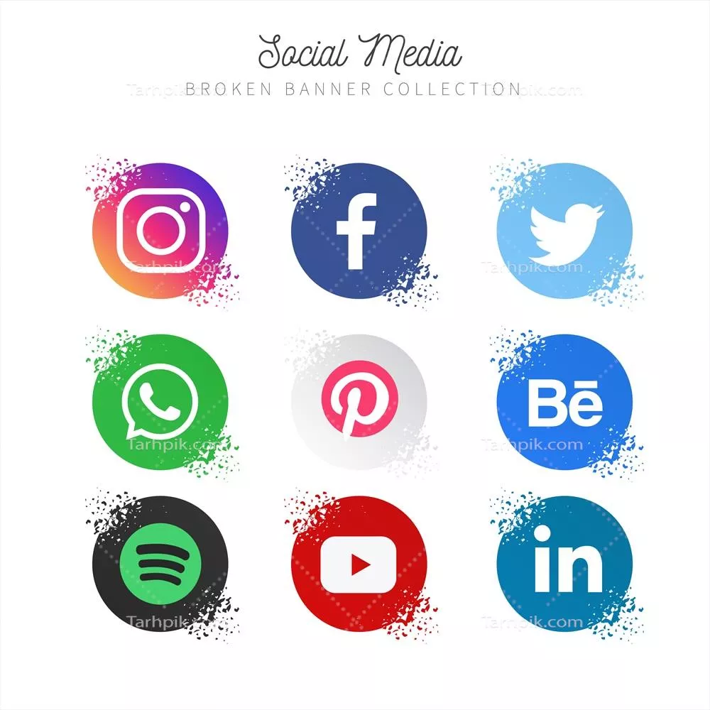 مجموعه وکتور گرافیکی رسانه‌های اجتماعی محبوب و پرطرفدار