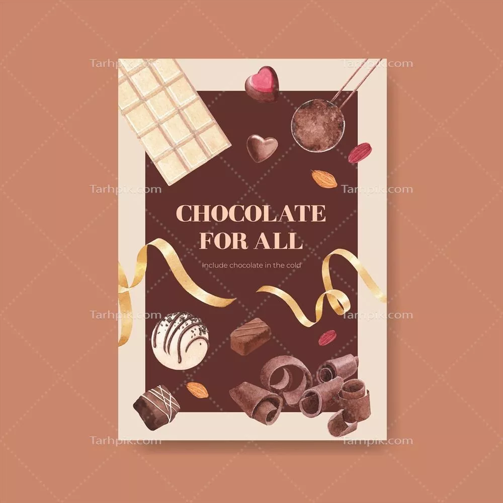 وکتور طرح پوستر با مفهوم زمستانی شکلات - طراحی بروشور برای تبلیغات با آبرنگ