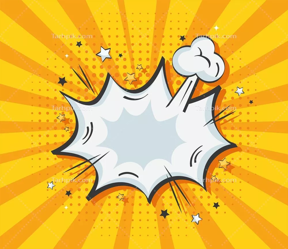 وکتور پوستر هنری با حباب گفتار به سبک پاپ آرت و طراحی گرافیکی مدرن