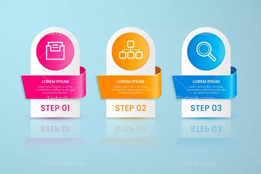 وکتور نمودار اینفوگرافیک با گرادیانت حرفهای و مراحل متنوع