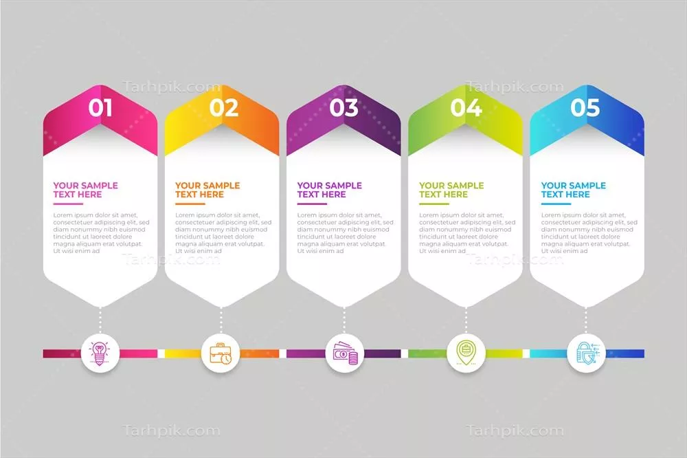 اینفوگرافیک حرفهای با طراحی گرادیان و زمانبندی وکتور برای ارائههای جذاب