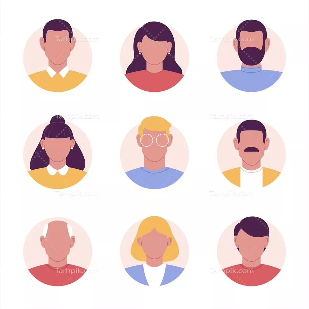 بسته آیکن نمایه با طراحی دستی به سبک وکتور برای استفاده در پروژه‌های دیجیتال