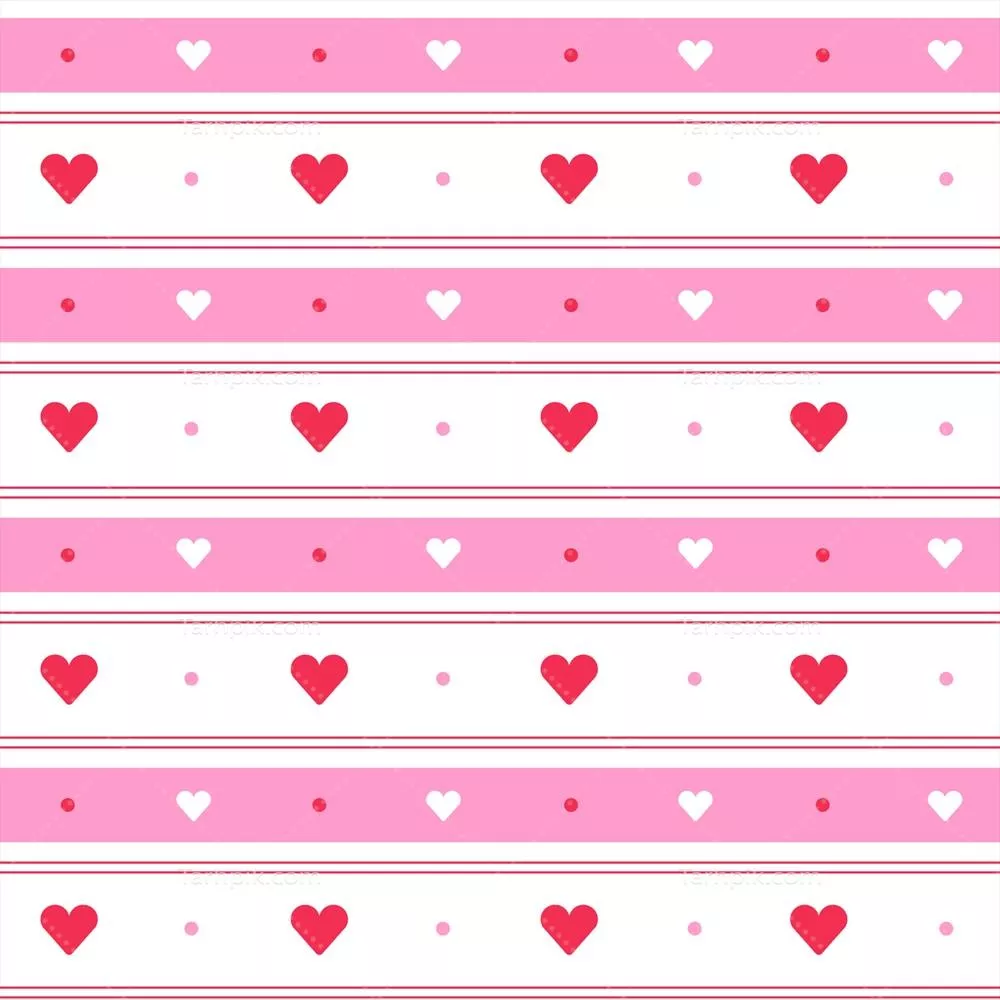 وکتور خطوط افقی با قلبهای رنگین کمان، قرمز، صورتی و داتهای پاستلی