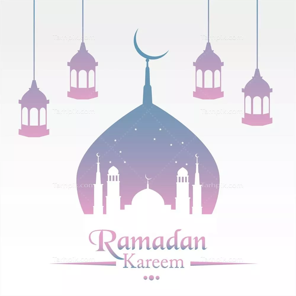 پوستر وکتور ماه رمضان کریم با طراحی دوگانه و گنبد مسجد