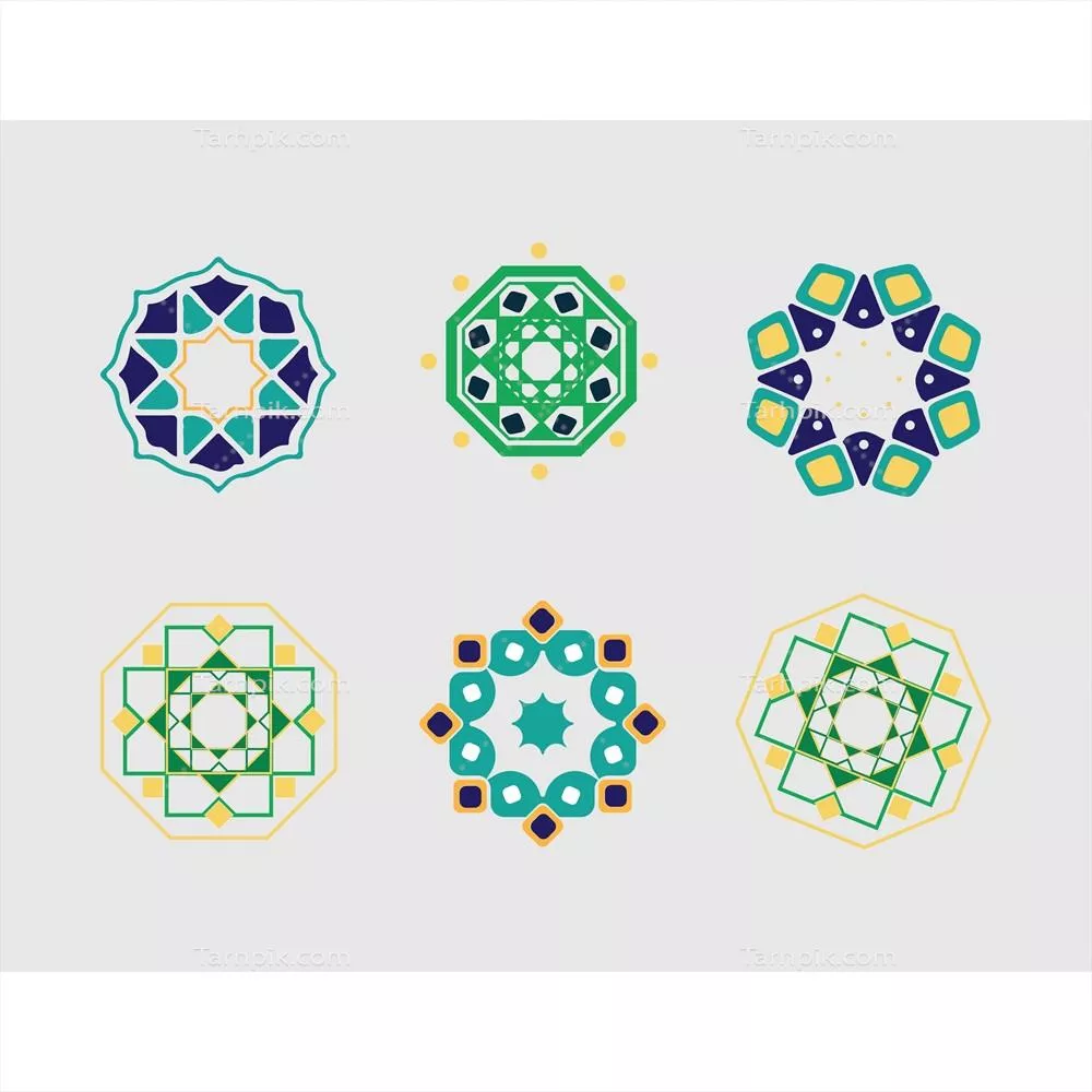 نقش و نگارهای رنگارنگ و تزئینی ماه رمضان - مجموعه وکتور اسلامی