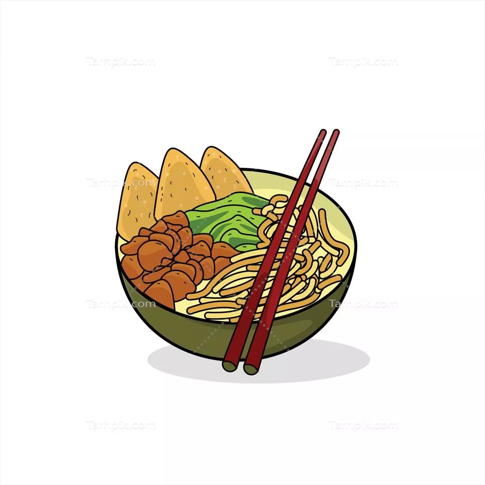 طراحی وکتور رمِن: الهام از غذایی سنتی آسیایی با جزئیات زیبا و مدرن