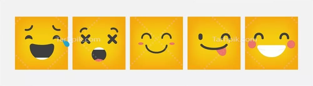 وکتور مجموعه طراحی مربع شکل آیکون واکنش احساسی به صورت دو بعدی