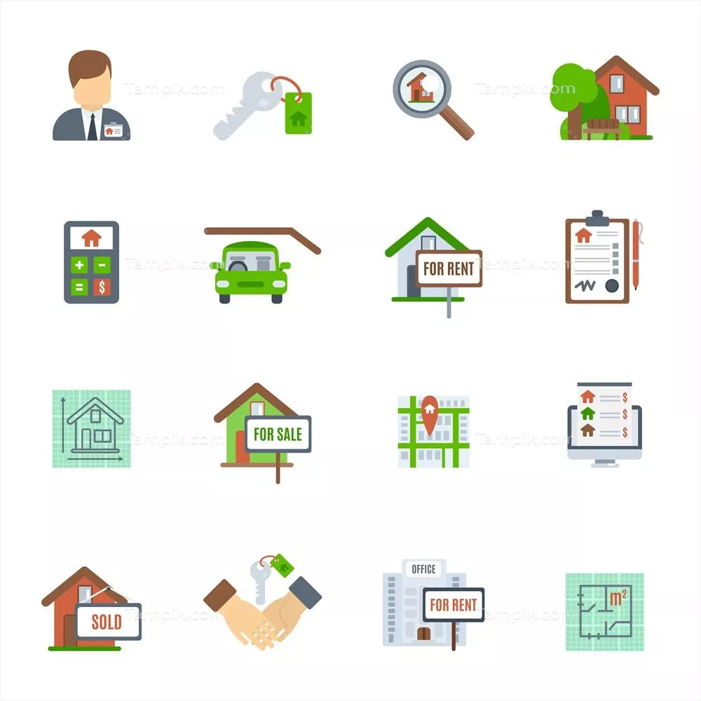 آیکون مسکونی آپارتمان با طراحی وکتور منحصر به فرد