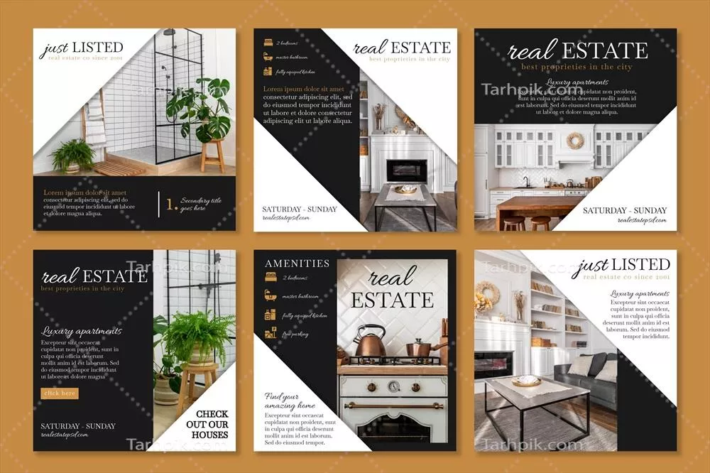 پستهای اینستاگرام با وکتور مرتبط با املاک و مستغلات برای جذب مشتری
