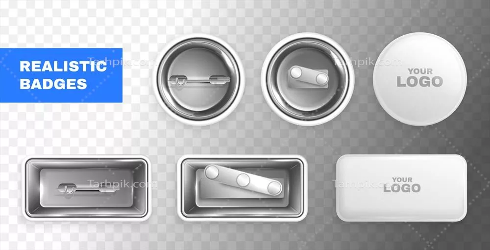 ست نشان نام با طراحی واقعگرایانه و وکتور برای بروچ