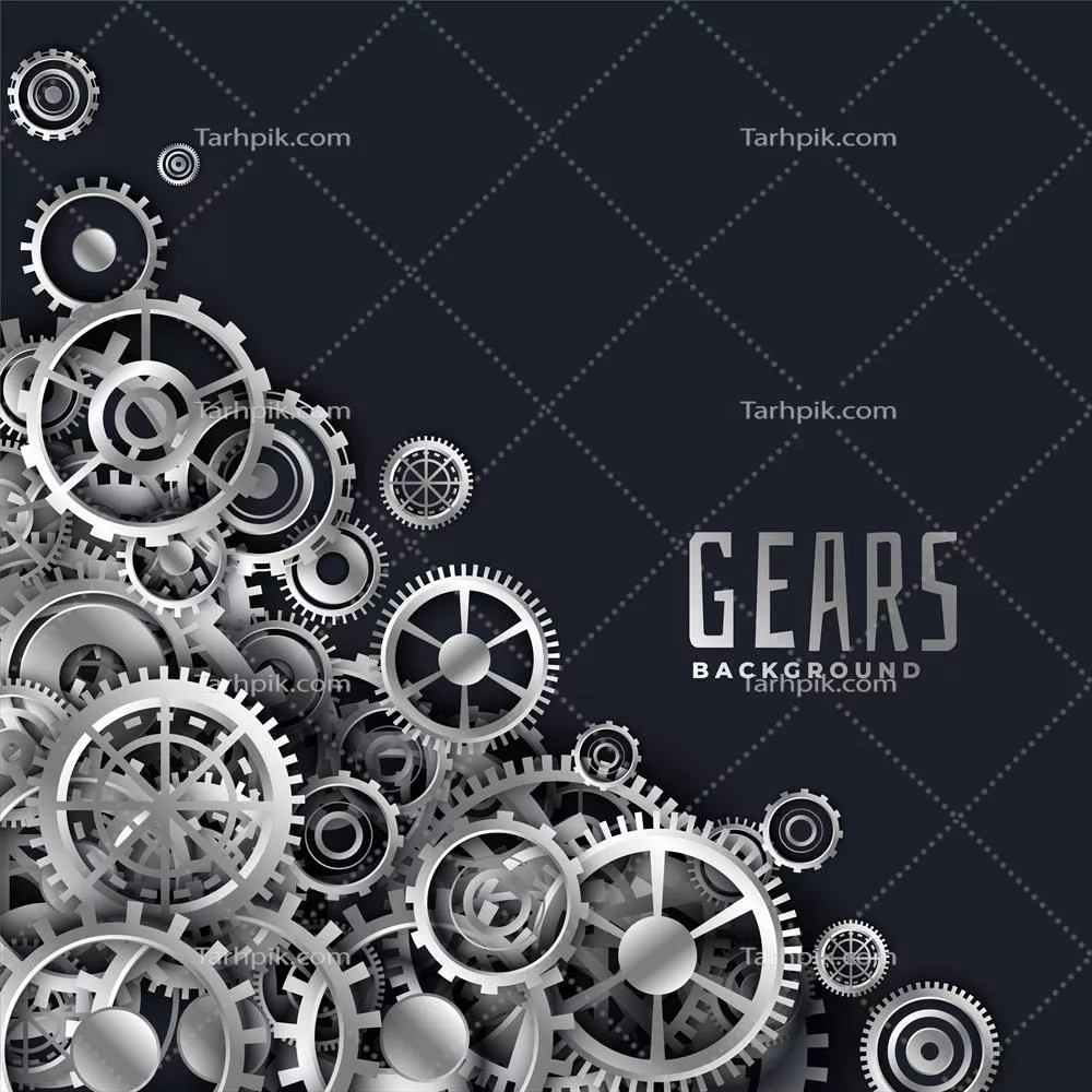 پس زمینه وکتور دنده های فلزی سه بعدی واقع گرایانه