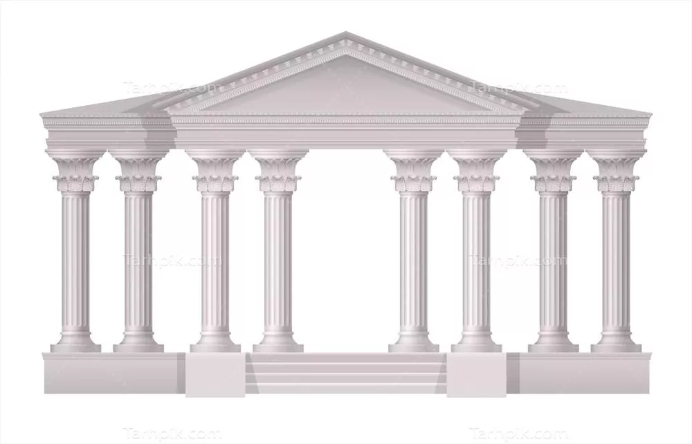 ترکیب واقعگرایانه با ستونهای سفید قدیمی - گرافیک وکتوری